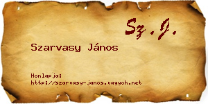 Szarvasy János névjegykártya